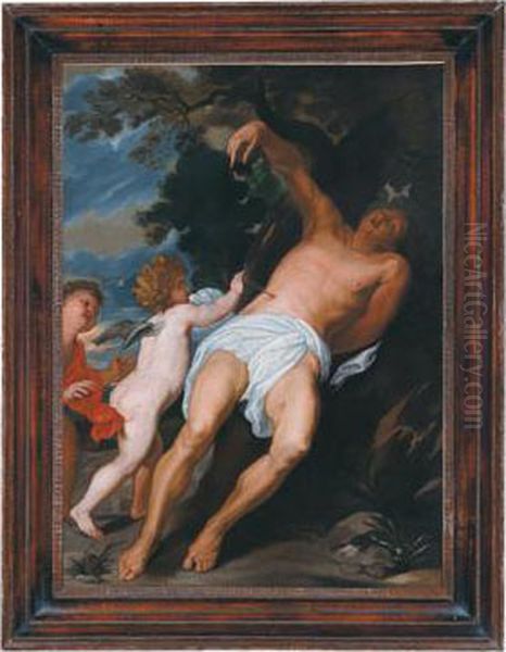 San Sebastiano Con Due Angeli Oil Painting by Sir Anthony Van Dyck