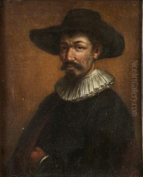 Man Med Spetskrage Och Svart Hatt Oil Painting by Sir Anthony Van Dyck