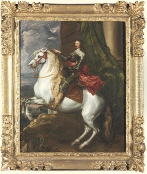 Equestrian Portrait Of Prince 
Francis Thomas Of Savoy-carignano (1596-1656), With A Draped Column And A
 Landscape Beyond Oil Painting by Sir Anthony Van Dyck