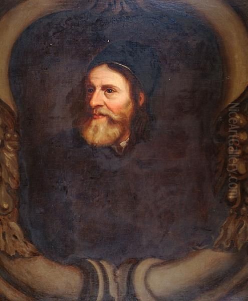 Portrait Of Inigo Jones, In A Feigned Ovalwith Architectural Surround Oil Painting by Sir Anthony Van Dyck