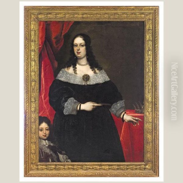 Retrato De Beatrice Von Hemmema Y Su Hijo Autrey De Vere Oil Painting by Sir Anthony Van Dyck