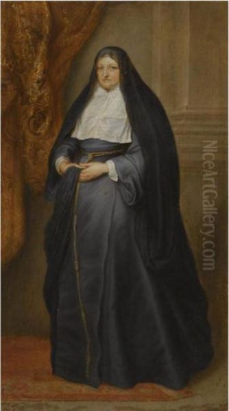 Portrait Of The Infanta Isabel Clara Eugenia, Full Length, Wearinga Nun's Habit Oil Painting by Sir Anthony Van Dyck