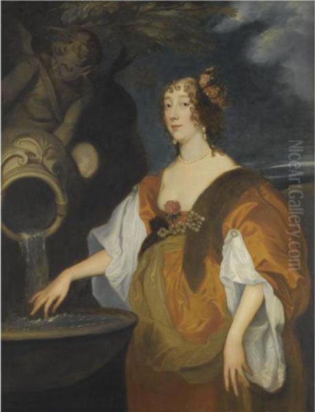 Portrait Of Lucy, Countess Of Carlisle Oil Painting by Sir Anthony Van Dyck