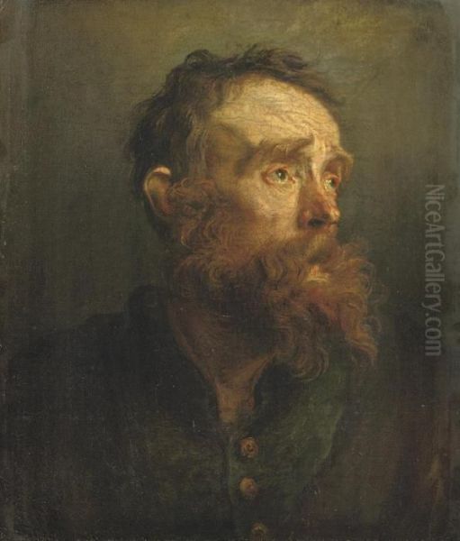 A 'tronie' Of A Bearded Old Man Oil Painting by Sir Anthony Van Dyck