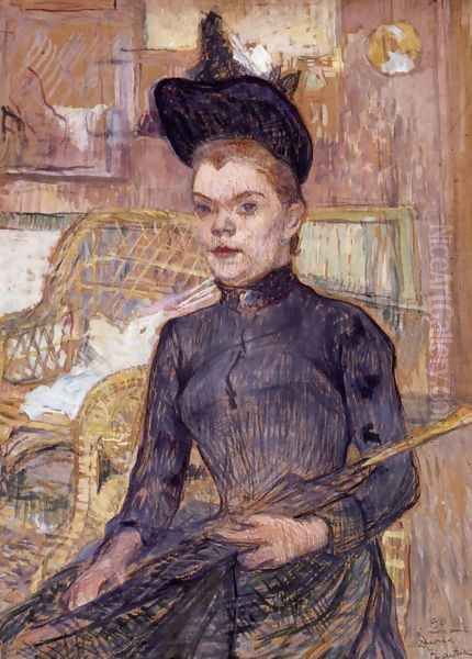 Woman in a Black Hat, Berthe la Sourde Oil Painting by Henri De Toulouse-Lautrec