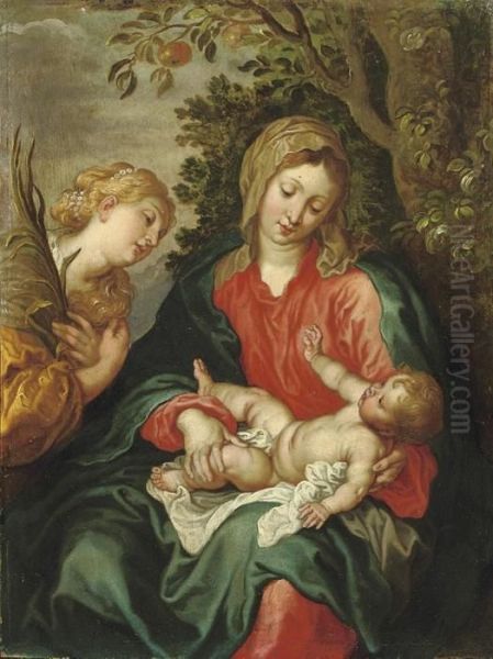 The Virgin And Child With Saint Catherine Of Alexandria Oil Painting by Sir Anthony Van Dyck