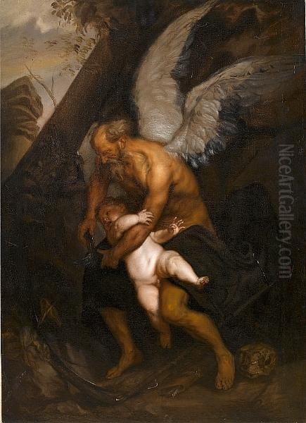 Time Clipping Cupid's Wings Oil Painting by Sir Anthony Van Dyck