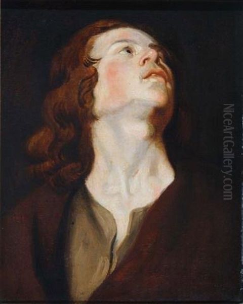 Bust Length Portrait Of A Man Looking To The Heavens Oil Painting by Sir Anthony Van Dyck