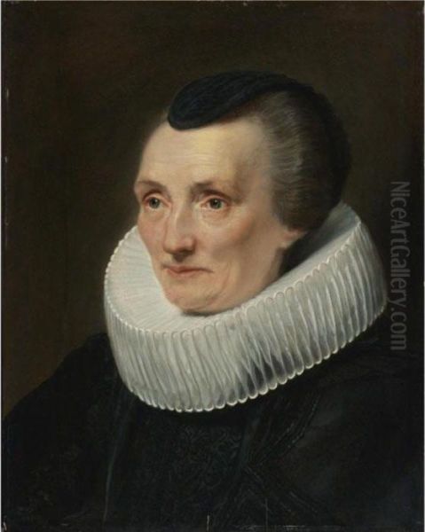 Portrait Of Geertruide De Jode, Wife Of Jan De Wael Oil Painting by Sir Anthony Van Dyck