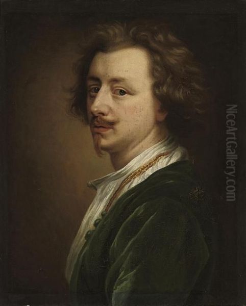 Self-portrait Of The Artist, Bust-length, In A Blue Robe And White Shirt Oil Painting by Sir Anthony Van Dyck