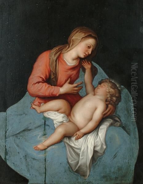 After Sir Anthony Van Dyck, Late 18th Century Madonna And Child Oil Painting by Sir Anthony Van Dyck