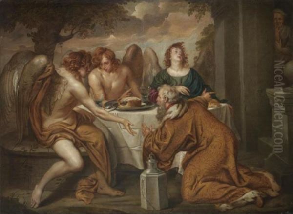 Abraham And The Three Angels Oil Painting by Sir Anthony Van Dyck