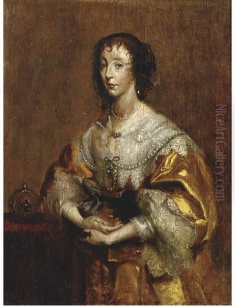 Portrait Of Queen Henrietta Maria Oil Painting by Sir Anthony Van Dyck