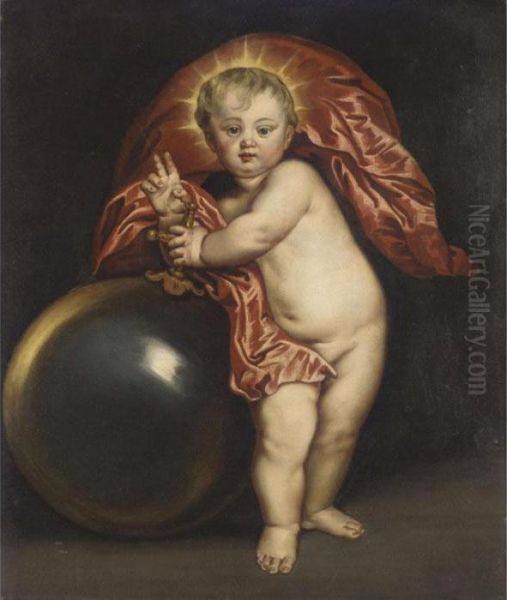 The Christ Child As Salvator Mundi Oil Painting by Sir Anthony Van Dyck