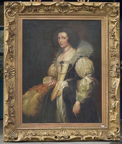 Dame Mit Facher. Oil Painting by Sir Anthony Van Dyck