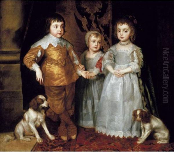 Portrait Of The Three Eldest Children Of Charles I Oil Painting by Sir Anthony Van Dyck