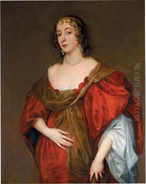 Portrait Of A Lady, Probably Elizabeth Howard, Granddaughter Of 1st Earl Of Suffolk Oil Painting by Sir Anthony Van Dyck