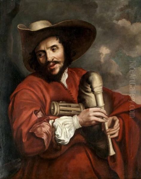 Man Med Sackpipa Oil Painting by Sir Anthony Van Dyck