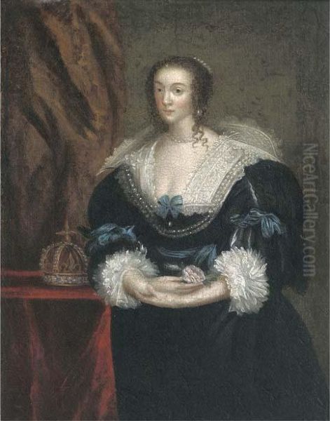 Portrait Of Queen Henrietta Maria Oil Painting by Sir Anthony Van Dyck