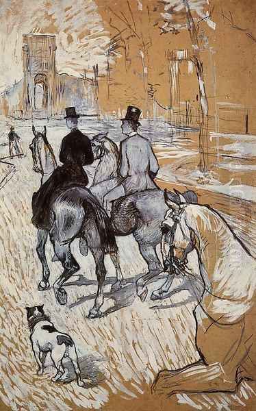 Horsemen Riding in the Bois de Boulogne by Henri De Toulouse-Lautrec