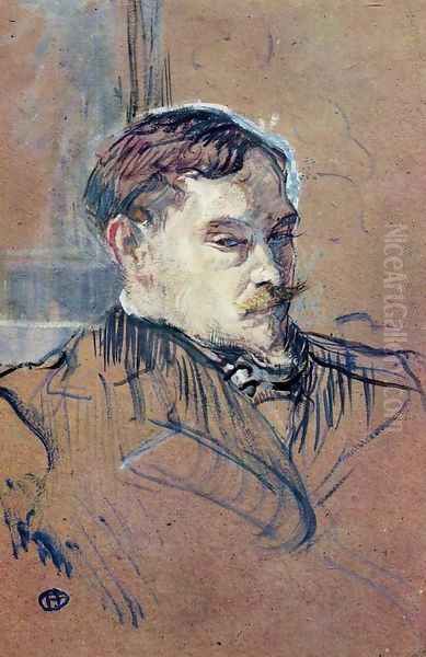 Romain Coolus Oil Painting by Henri De Toulouse-Lautrec