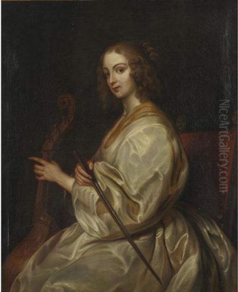 Portrait Of A Young Woman Musician Oil Painting by Sir Anthony Van Dyck