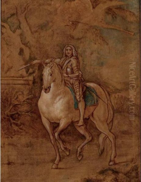 An Oil Sketch For An Equestrian Portrait Of A Nobleman Oil Painting by Sir Anthony Van Dyck