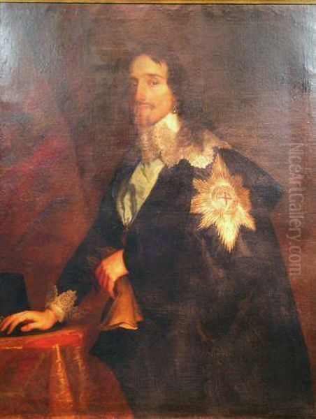 Portrait Of King Charles I Of England Wearing The Order Of Thegarter Oil Painting by Sir Anthony Van Dyck