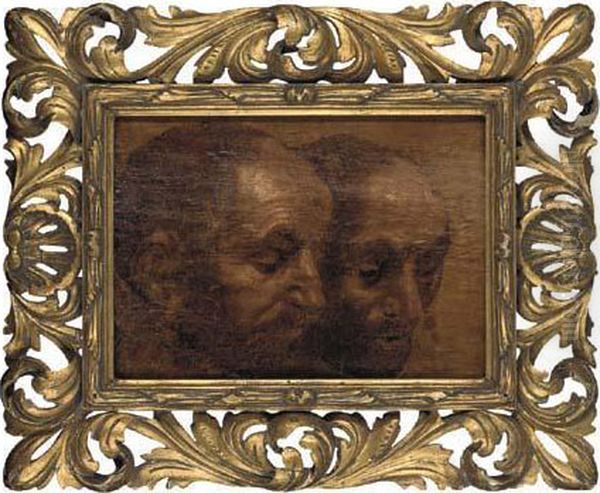 A Study Of Two Heads Oil Painting by Sir Anthony Van Dyck