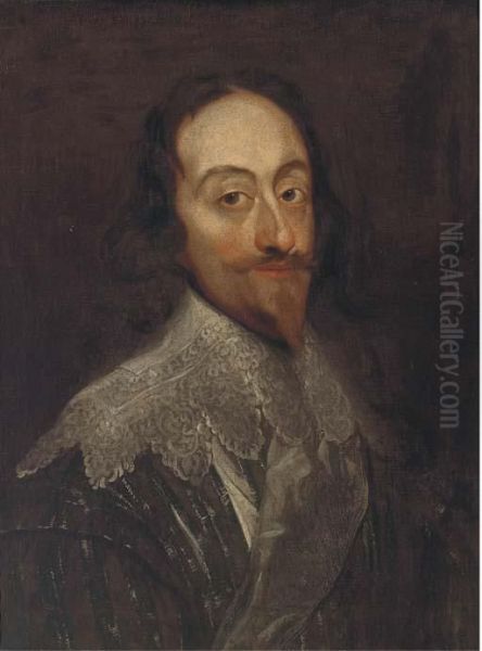 Portrait Of King Charles I, Quarter-length, In A Doublet And Lacecollar Oil Painting by Sir Anthony Van Dyck