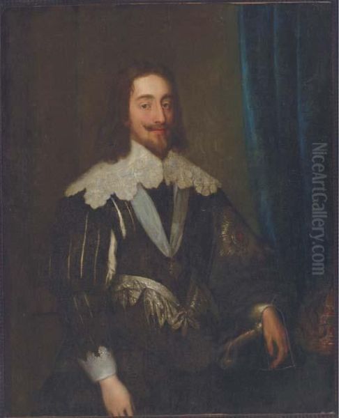 Portrait Of Charles I, Standing Three-quarter Length Oil Painting by Sir Anthony Van Dyck