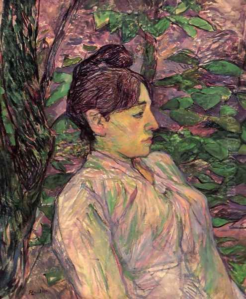 Woman Seated in a Garden Oil Painting by Henri De Toulouse-Lautrec