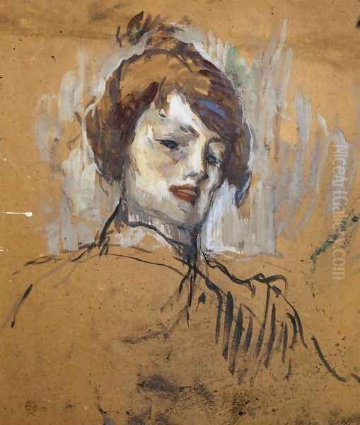 Head of a Woman Oil Painting by Henri De Toulouse-Lautrec