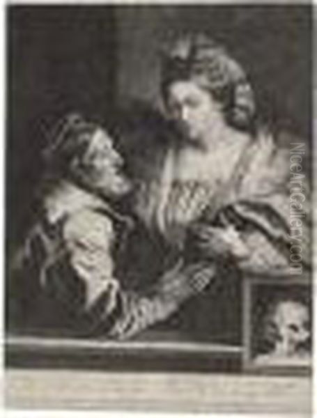 Titian And His Mistress Oil Painting by Sir Anthony Van Dyck