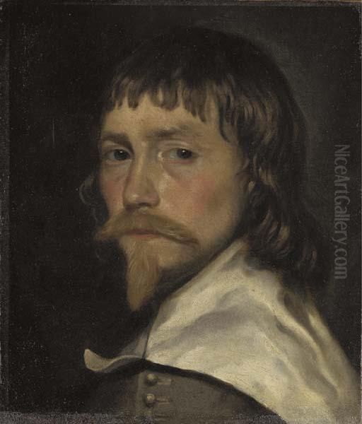 Portrait Of A Gentleman Said To 
Be Sir Richard Sutton, Bt, Bust-length, In A Grey Doublet And White Lawn
 Collar Oil Painting by Sir Anthony Van Dyck