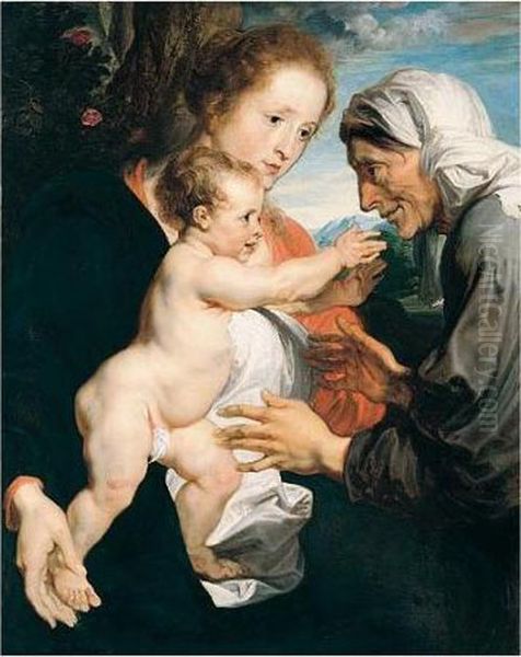 The Madonna And Child With Saint Anne Oil Painting by Sir Anthony Van Dyck