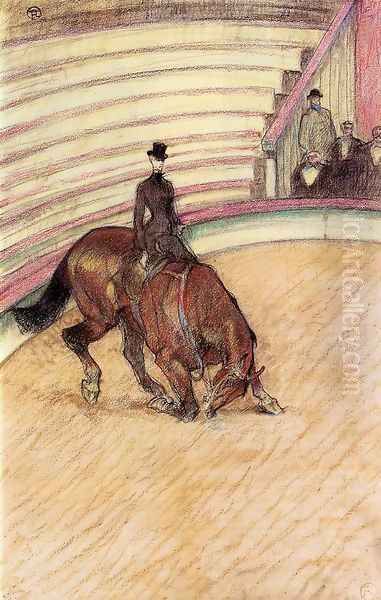 At the Circus: Dressage Oil Painting by Henri De Toulouse-Lautrec