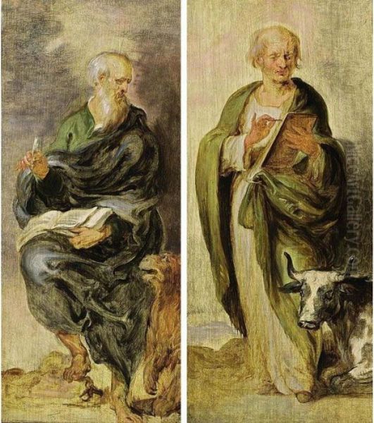 St. Luke; St. Mark Oil Painting by Sir Anthony Van Dyck