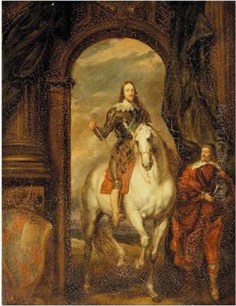 Equestrian Portrait Of Charles I With Monsieur De St. Antoine Oil Painting by Sir Anthony Van Dyck