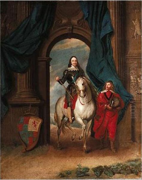 Equestrian Portrait Of Charles I With M. St. Antoine Oil Painting by Sir Anthony Van Dyck