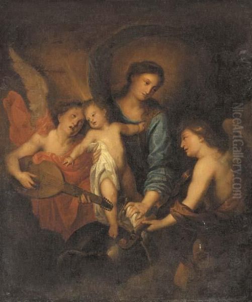 The Virgin And Child With Two Angels Oil Painting by Sir Anthony Van Dyck