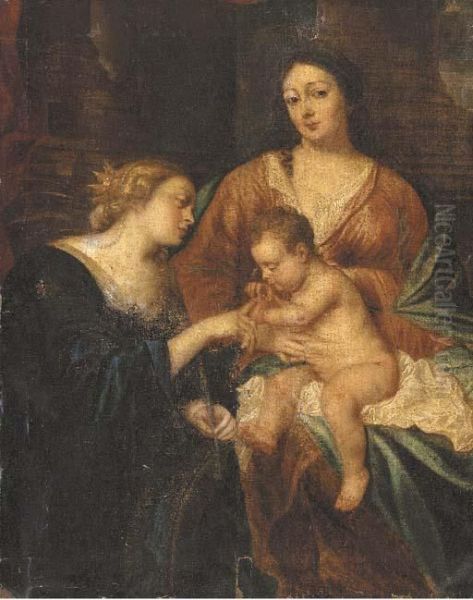 The Mystic Marriage Of Saint Catherine Of Alexandria Oil Painting by Sir Anthony Van Dyck