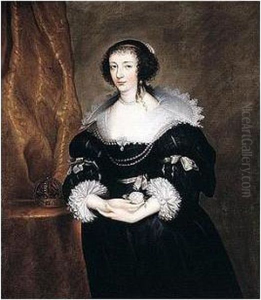 Portrait Of Henrietta Maria Oil Painting by Sir Anthony Van Dyck