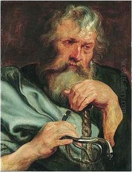 A Study For Saint Paul, Half Length Oil Painting by Sir Anthony Van Dyck