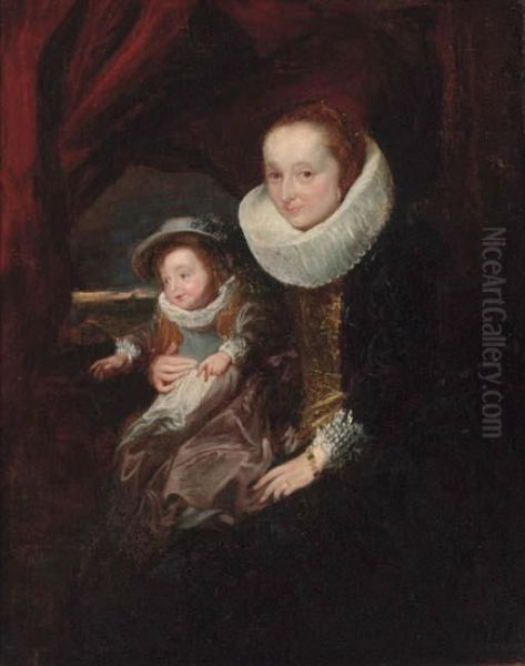 Portrait Of A Woman And Child Oil Painting by Sir Anthony Van Dyck