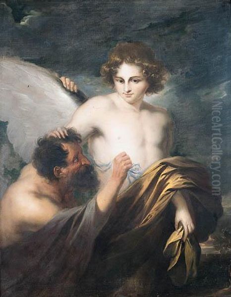 Daedalus Attaching Wings To Icarus Oil Painting by Sir Anthony Van Dyck