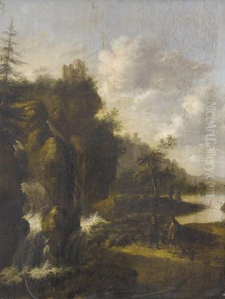 Wasserfall Mit Burgen Und Figurenstaffage Oil Painting by Allart Van Everdingen