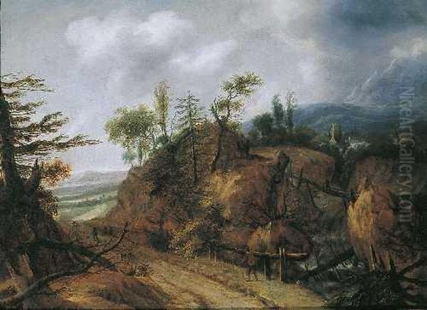 Gebirgslandschaft Mit Wasserfall. Oil Painting by Allart Van Everdingen