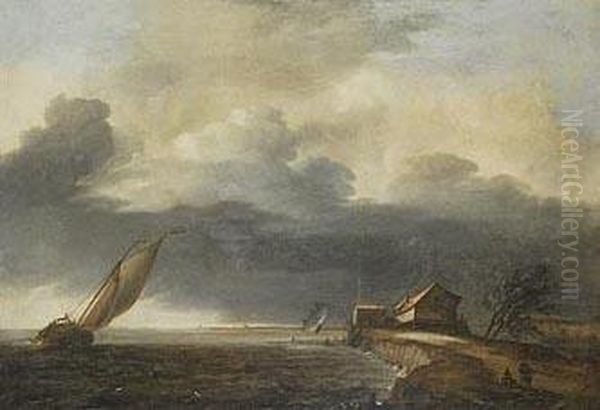 Vista Costera Con Barco De Vela Oil Painting by Allart Van Everdingen