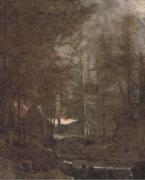 A Wooded Landscape With A Mill By A River Oil Painting by Allart Van Everdingen